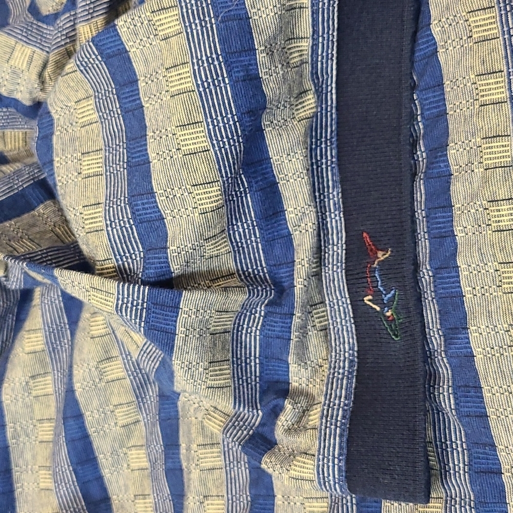 Greg Norman Collection Mercerized Cotton Striped Shark Logo Golf Polo Shirt XL - Picture 5 of 5